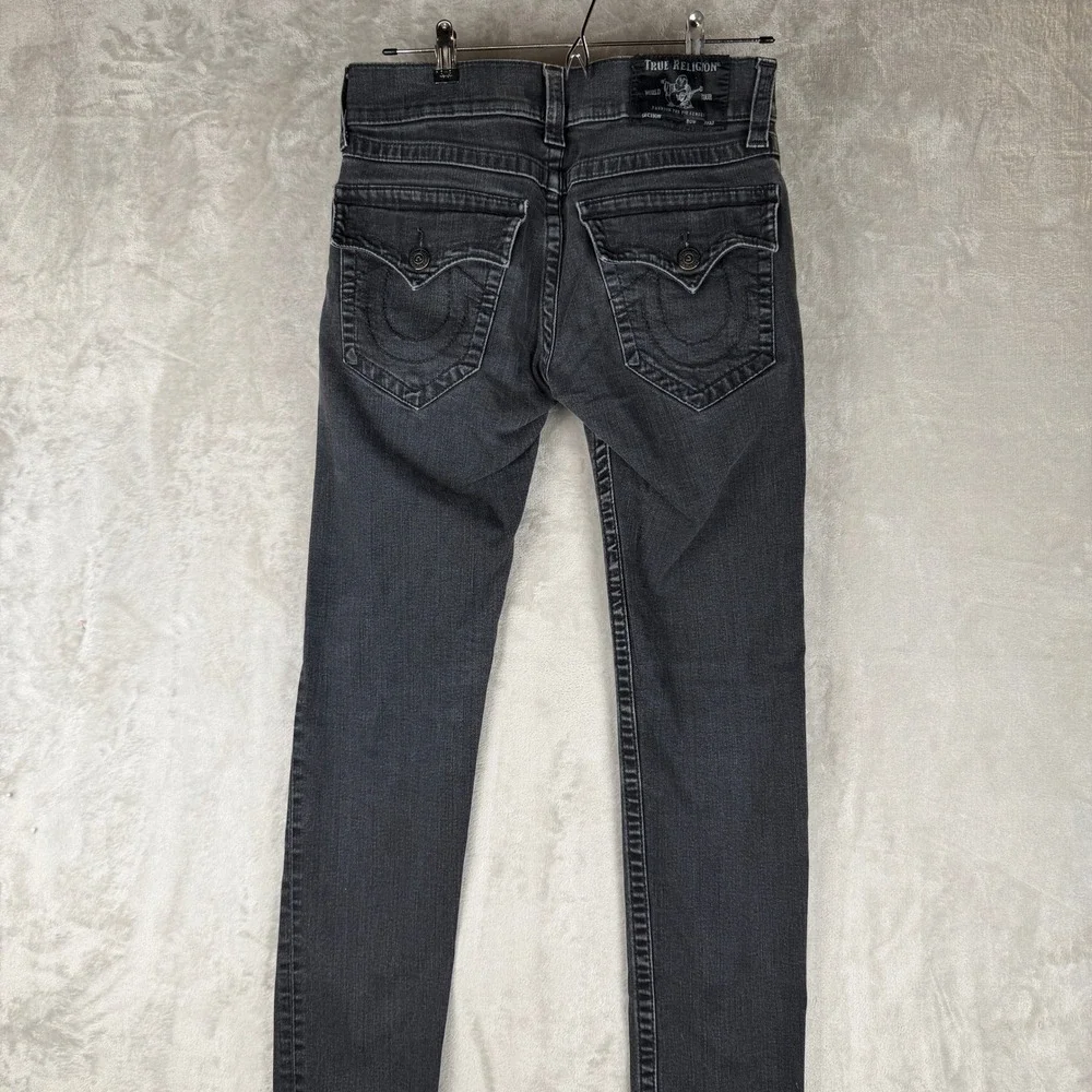 True Religion‎ Geno Slim Fit Jeans Faded Black Horseshoe Flap Pocket Mens 31x32